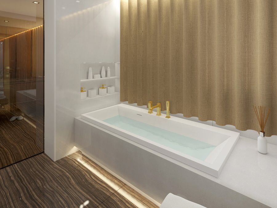 Bianco Neve Marble Bathtub Surround